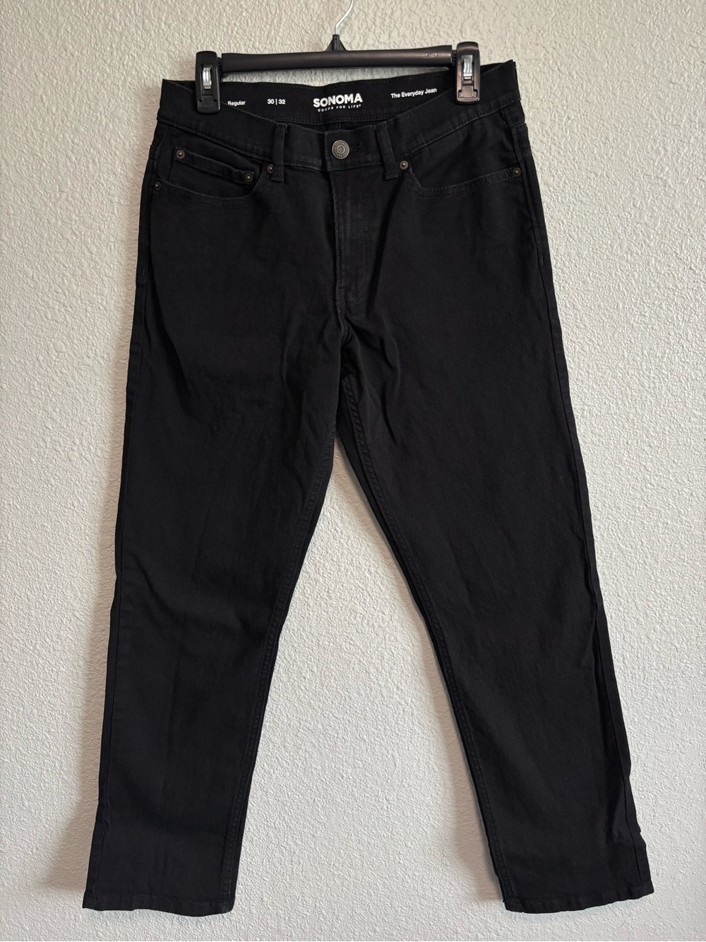 Sonoma Goods For Life Everyday Regular Straight Fit Black Jeans Mens Size 30/32